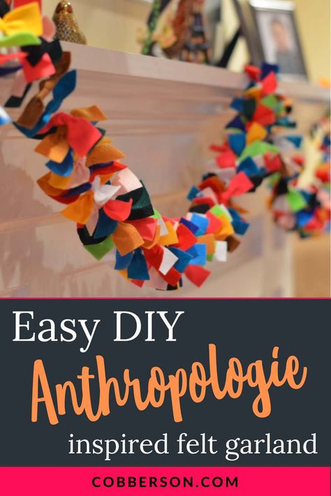 Christmas Anthropologie, Diy Felt Garland, Diy Christmas Tree Garland, Anthropologie Diy, Craft For Christmas, Easy Felt Crafts, Diy Anthropologie, Crafts For Christmas, Anthropologie Christmas