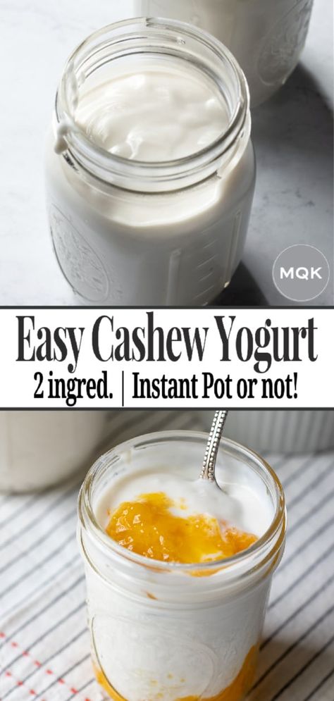 Dairy Free Yogurt Instant Pot, Coconut Yogurt Instant Pot, Cashew Yogurt Recipe, Diy Cashew Milk, Vegan Yogurt Recipe, Vegan Greek Yogurt, Homemade Cashew Milk, Cashew Yogurt, Instant Pot Yogurt