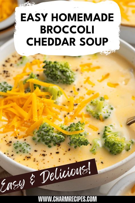 Whip up this simple and delicious homemade broccoli cheddar soup that everyone will love. Packed with fresh broccoli and rich, gooey cheddar cheese, this comforting recipe is perfect for chilly evenings or a family gathering. Using just a few ingredients, including cream and onions, you can create a velvety texture that warms your soul. Learn how to perfect this easy soup from scratch, and enjoy a bowl of nutritious goodness, sure to satisfy your cravings. Quick, tasty, and perfect for meal prep! Low Carb Broccoli And Cheese Soup, Cheddar Broccoli Lasagna Soup, Chicken Cheese Broccoli Soup, Ree Drummond Broccoli Cheese Soup, Easy Homemade Broccoli Cheddar Soup, Broccoli Cheese Soup For Two, Cheddar Ale Soup Crockpot, Broccoli Squash Soup, Cheesy Broccoli Soup Recipe