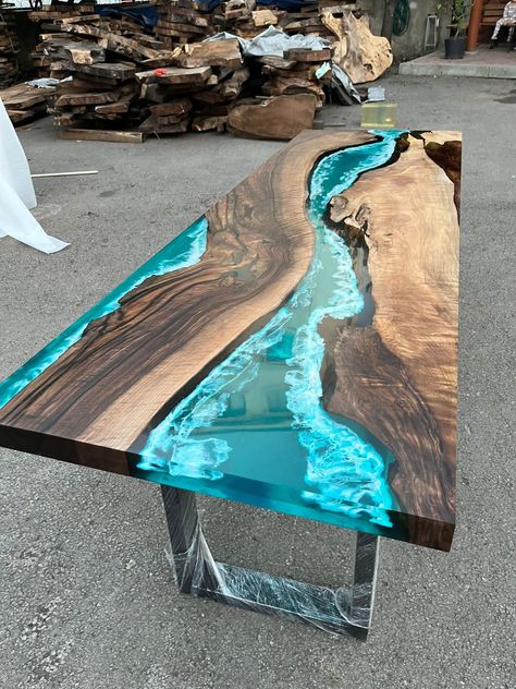 Coffee Table Office, Resin And Wood Diy, Wood Resin Table, Epoxy Wood Table, Flowers Dark, Coffee Table Kitchen, Epoxy Table Top, Wood Table Design, Eco Friendly Furniture