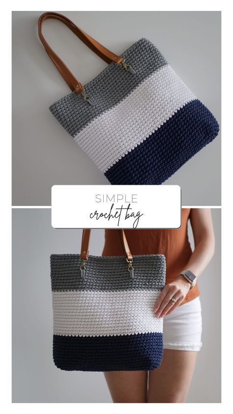 Free Handbag Crochet Patterns, How To Crochet A Shoulder Bag, Crochet Handbags Free Pattern, Easy Crochet Handbag, Simple Bag Design Ideas, Simple Crochet Purses Free Pattern, Crochet Purses And Bags Patterns Free Handbags, Crochet And Knitting Ideas, Knitted Purses And Bags