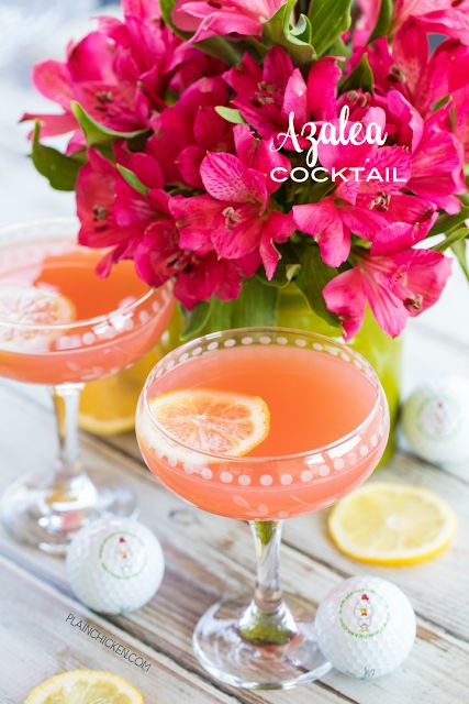 Azalea Cocktail - the signature cocktail of the Masters golf tournament! SO light and refreshing! Perfect for watching the golf tournament and spring/summer parties. Lemon juice, pineapple juice, vodka and grenadine. Can make a pitcher or a single cocktail. This is our signature cocktail recipe! SO good!!! Masters Egg Salad Sandwich Recipe, Azalea Cocktail, Spice Tea Mix, The Masters Golf, Masters Golf Tournament, Egg Salad Sandwich Recipe, Pimento Cheese Recipes, Sour Cream Pound Cake, Masters Tournament