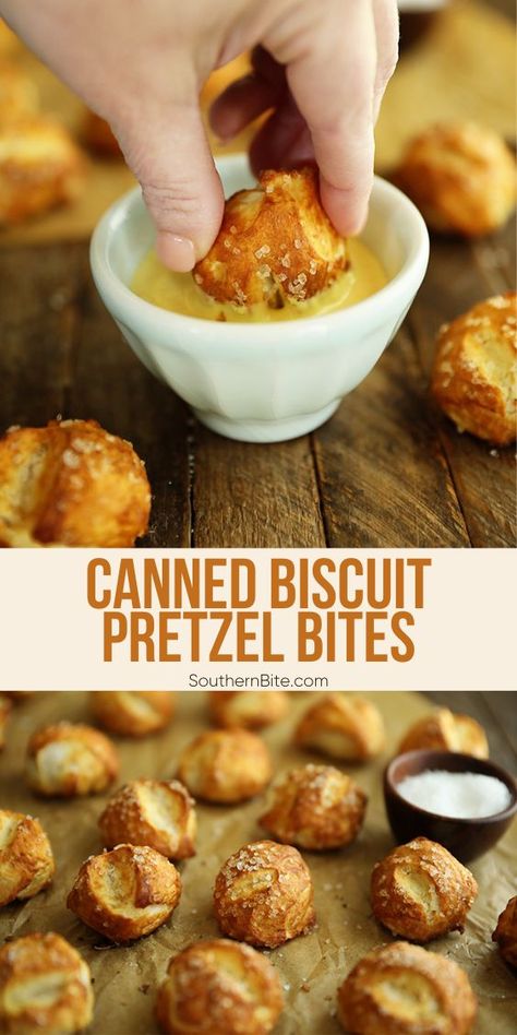 Biscuit Pretzel Bites, Recipe Using Canned Biscuits, Canned Biscuit, Pretzel Bites Recipes, Canned Biscuits, Appetizers Easy Finger Food, Best Appetizer Recipes, Finger Foods Easy, Recipes Appetizers And Snacks