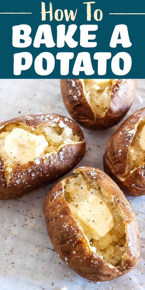 Oven Baked Potatoes Recipes, Oven Baked Potato, Cooking Baked Potatoes, Best Baked Potato, Potato Pancake, Perfect Baked Potato, Making Baked Potatoes, Recipe Potato, Potato Bake