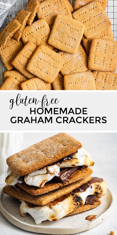 These crisp and snappy gluten-free graham crackers are quick and easy to make! They're honey-sweetened and made with wholesome ingredients. Gluten Free Graham Cracker Recipe, Smores Desserts, Graham Crackers Recipe, Gf Graham Crackers, Vegan Hazelnut, Graham Cracker Recipes, Gluten Free Graham Crackers, Homemade Graham Cracker Crust, Buckwheat Recipes