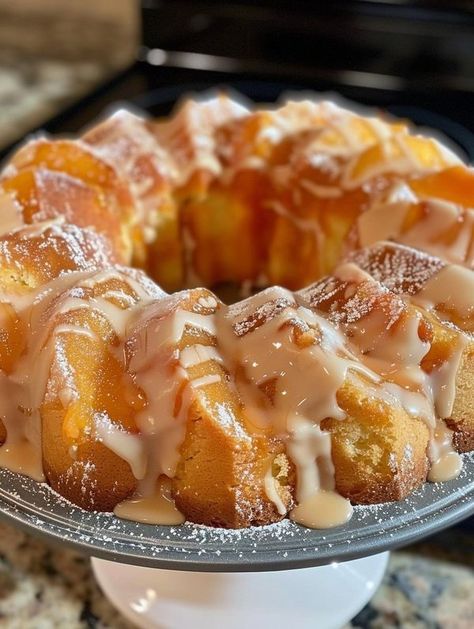 Amazing Old Recipes Homemade Bundt Cake, Peach Pound Cakes, Bundt Recipes, Peanut Butter Truffles, Peach Recipes, Bundt Cake Recipe, Drumstick Recipes, Crispy Baked Chicken, Scalloped Potato Recipes