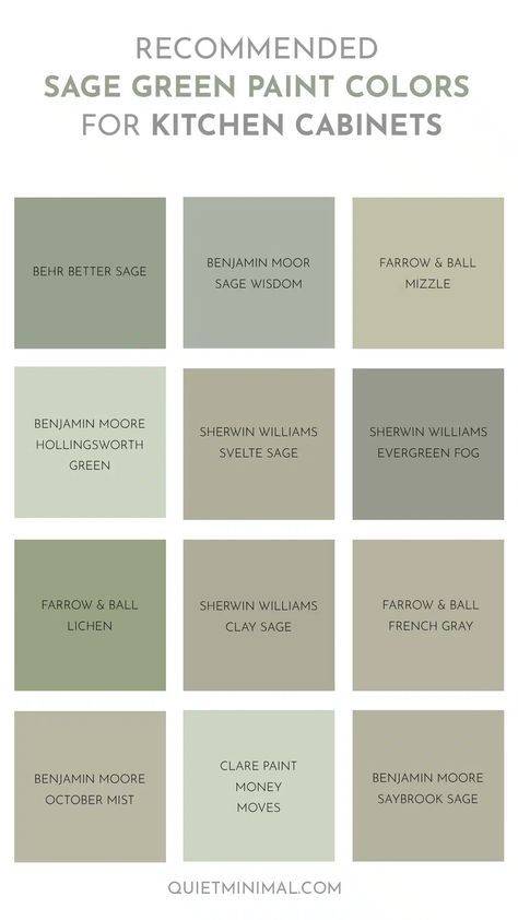 Sage Green Kitchen Cabinets – 12 Ideas with Pictures and Colors Gray Kitchen Cabinets Green Walls, Lichen Cabinet Ideas, Sage Green Mudroom Cabinets, Sage Green Cupboards Kitchen, Green Cabinets Grey Countertops, Small Sage Kitchen, Light Green And White Kitchen, Beige Green Kitchen, Sage And Black Kitchen