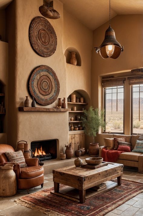 30 Stunning Southwestern Living Room Ideas to Transform Your Space » Comfy Ideas Modern Southwest Living Room Decor, Aztec Inspired Living Room, Southwestern Design Interiors, Southwest Cabin Decor, Hacienda Living Room Mexican, Southwest Interior Design Living Room, Spanish Furniture Hacienda Style, Adobe Design Ideas, Desert Style Living Room