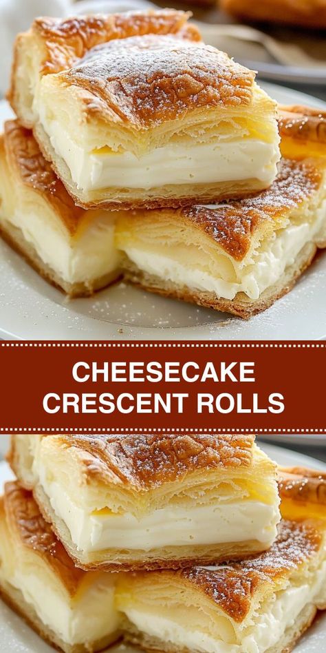 Try this easy Cheesecake Crescent Rolls recipe for a delicious dessert! Made with crescent roll dough, cream cheese, and a cinnamon-sugar topping, these rolls are perfect for any occasion. Simple to make and absolutely delicious, they combine the flavors of cheesecake and buttery crescent rolls in every bite. Crescent Desserts, Oven Baked Chicken And Rice, Cheesecake Crescent Rolls, Slow Cooker Mac And Cheese, Crescent Roll Recipes Dessert, Baked Chicken And Rice, Crescent Rolls Recipe, Recipes Using Crescent Rolls, Crescent Roll Dessert