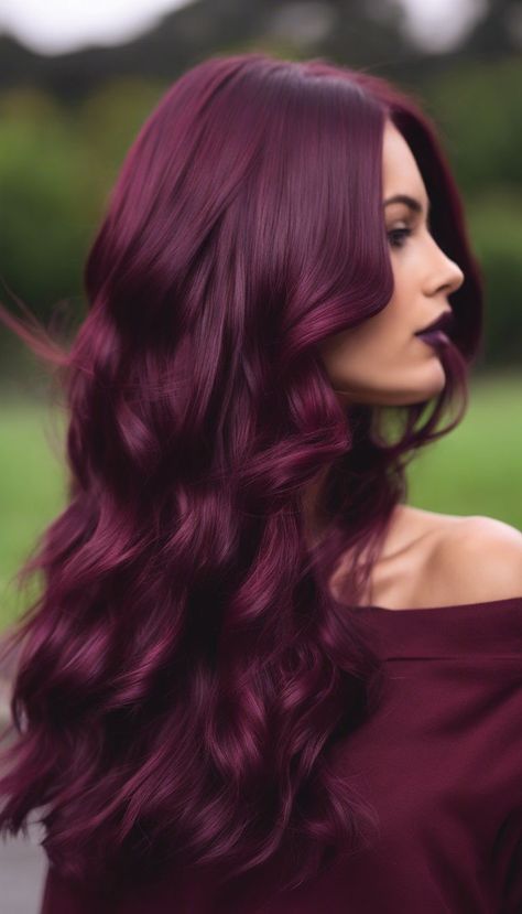 Deep Cherry Cola Hair, Highlights For Dark Red Hair, Hair Colour For Straight Hair, Dark Red Hair Color With Highlights, Dark Winter Hair Color, Wine Hair Color, Winter Hair Colors, Maroon Hair, Dark Purple Hair