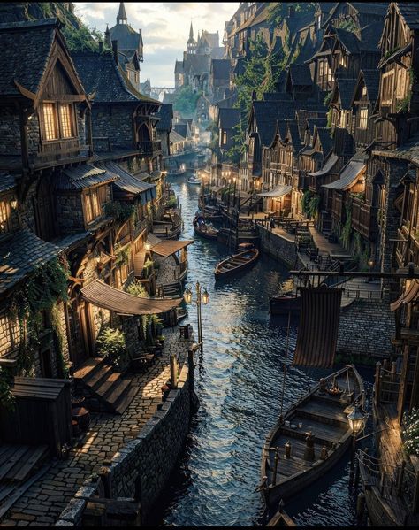 Rich City Fantasy Art, Lake Town Concept Art, Pirate Town Aesthetic, Seaside Village Concept Art, Fantasy Town, Gothic Wallpaper, 다크 판타지, Coastal Cities, Fantasy City