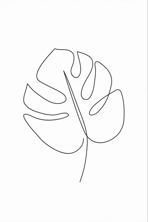 Simple Embroidery Designs Drawings, Simple One Line Drawings, Embroidery Canvas Art Ideas, Linework Tattoo Simple, Line Art Drawings Easy, One Line Art Simple, Monstera Line Art, Lineart Simple, Monstera Leaf Art