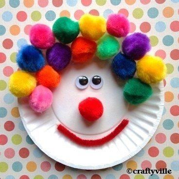 Quick Kids Crafts, Påskeaktiviteter For Barn, Clown Crafts, Carnival Crafts, Circus Crafts, Paper Plate Crafts For Kids, Clown Face, Daycare Crafts, Paper Plate Crafts