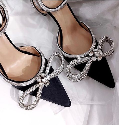 Prom Shoes Black, Rhinestone Pumps, Pointy Heels, Lady Shoes, Delicate Butterfly, Crystal Heels, Satin Shoes, Rhinestone Embellishments, Satin Pumps