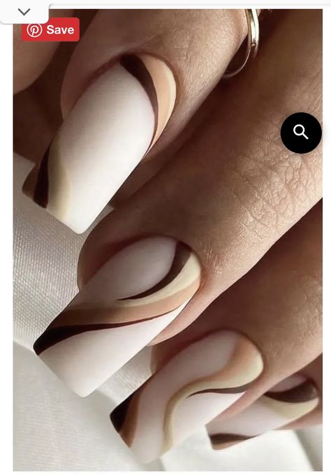 Short Acrylic Nails Light Brown, Mat Brown Nails, Brown Nail Arts, Brown Color Nails Designs, Brown Gel Nails Ideas, Matt Nail Ideas, Brown Matte Nails Design, Matt Brown Nails, White Brown Nails