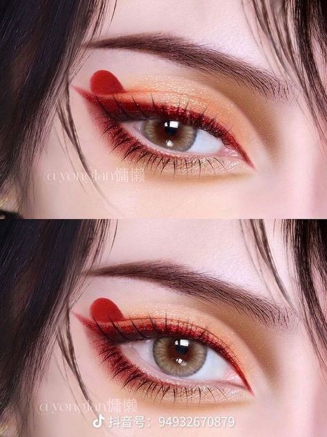 Vox Akuma Eye Makeup, Vox Akuma Makeup, Red Fox Eye Makeup, Red Fox Makeup, Anime Boy Tutorial, Makeup Looks Anime, Makeup Looks Cosplay, Makeup Ideas Anime, Cosplay Makeup Tips