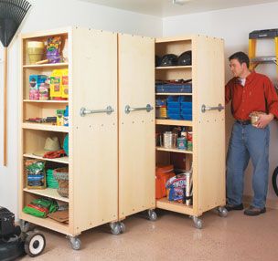 Workshop Storage | Woodsmith Plans                              … Shelves Garage, Woodwork Ideas, Garage Storage Solutions, Garage Organization Diy, Basement Storage, Rolling Storage, Diy Garage Storage, Garage Shelf, Garage Storage Organization