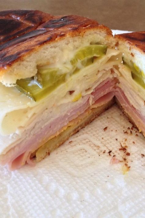 Cuban Midnight Sandwich | "Quick and easy, great with homemade bowl of soup. Who cares if it this is a "real" cuban or not it was yummy & my family loved it! It's a keeper!" #allrecipes #dinnerideas #dinnerrecipes #dinnerdishes #familydinnerideas #sandwich #sandwichrecipes #snacks #midnightsnack #midnightsnackideas Midnight Sandwich, Cuban Meals, Hot Turkey Sandwiches, Turkey Sandwiches Recipes, Turkey Sandwich, Hoagie Rolls, Cuban Sandwich, Grilled Turkey, Dinner Sandwiches