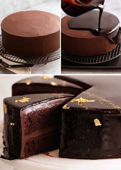 Chocolate Mirror Glaze, Cake With Chocolate Ganache, Glaze Cake, Chocolate Ganache Recipe, Chocolate Ganache Frosting, Chocolate Ganache Cake, Ganache Cake, Ganache Frosting, Mirror Glaze Cake