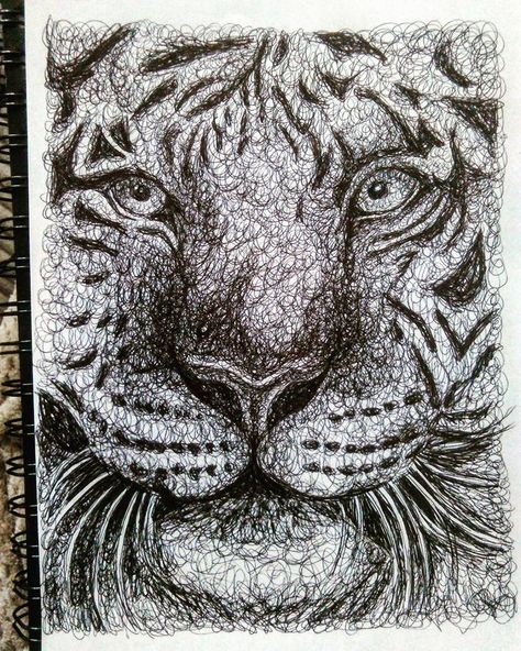 scribble drawing of a tiger using biro Pen Drawing Animals, Pen Scribble Art, Drawing Of A Tiger, Black Pen Drawing, Scribble Sketch, Biro Drawing, Pen Work, Scribble Drawing, 8th Grade Art