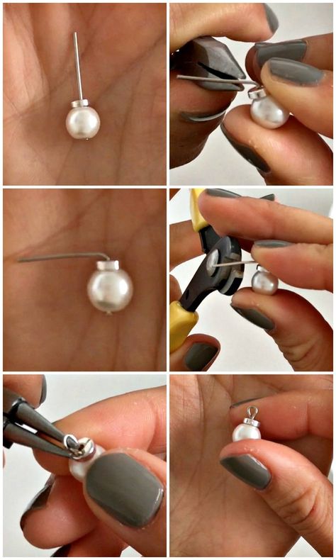 Pearl Drop Chain Earrings: DIY jewelry making tutorial | She's Got the Notion Diy Elegant Jewelry, How To Make Pearl Earrings, Diy Drop Earrings, Diy Earrings Pearl, Diy Pearl Earrings, Diy Earrings Studs, Handmade Pearl Jewelry, Jewelry Making Tutorial, Classic Pearl Earrings