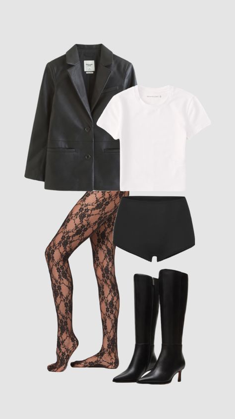 Lace Tights Outfit, Mini Shorts Outfit, Winter Shorts Outfits, Lace Short Outfits, Black Shorts Outfit, Black Tights Outfit, Tights Outfits, Mini Outfit, Micro Shorts