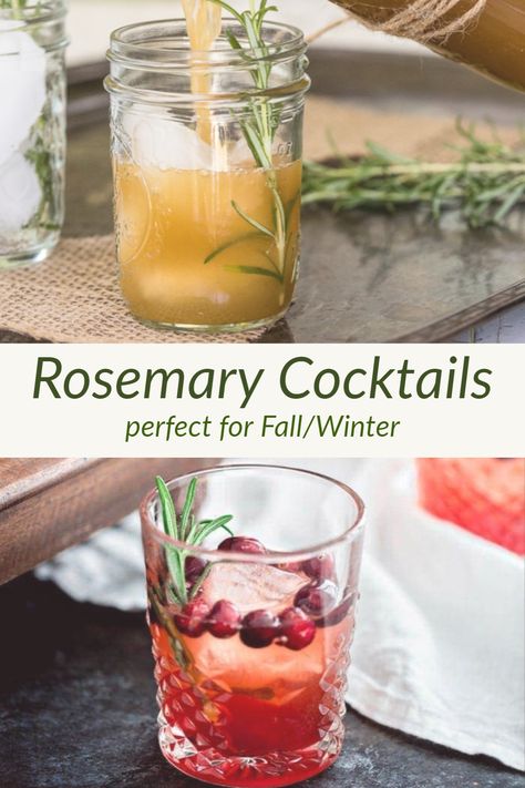 9 Rosemary Cocktail Recipes Drinks With Rosemary Simple Syrup, Rosemary Drinks Cocktails, Rosemary Syrup Cocktail, Rosemary Cocktail Recipes, Rosemary Cocktail, Simple Syrup Cocktails, Rosemary Syrup, Rosemary Simple Syrup, Winter Cocktail