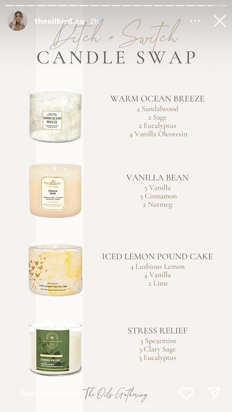 Vanilla Essential Oil Candle Blends, Essential Oil Candle Swap, Candle Scent Combinations Essential Oils, Fragrance Combinations Candles, Candle Smell Recipes, Candle Scent Blends, Fragrance Blends For Candles, Homemade Candles Aesthetic, Essential Oils Candles Recipes