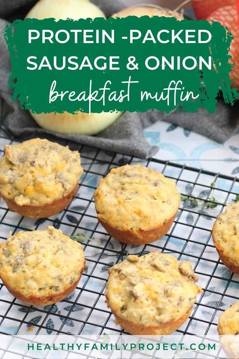 Mini Breakfast Muffins, Onion Breakfast, Protein Breakfast Muffins, Sausage Breakfast Muffins, Savory Breakfast Muffins, High Protein Muffins, Project Aesthetic, Packed Breakfast, Breakfast Meat