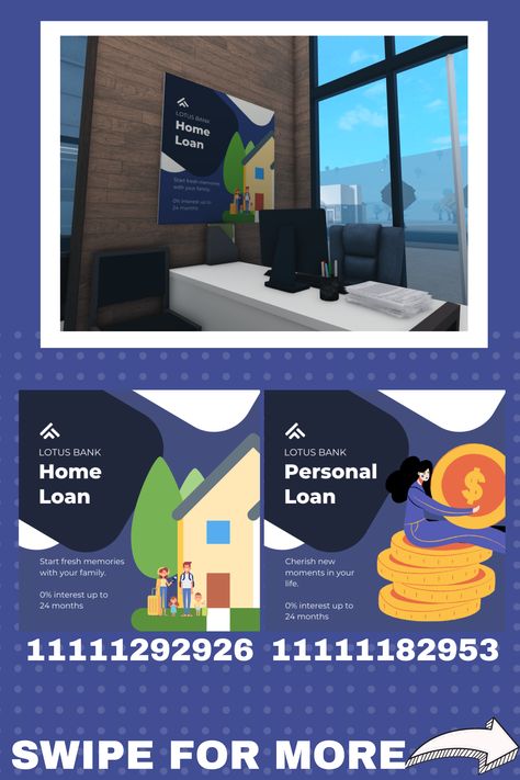 Perfect addition to your town/city!<3 Enjoy these bank decals for your bloxburg bank! I really suggest creating an office so that way your town/city rpers can have a new job rp! #roblox #bloxburg #bloxburgdecals #decals #robloxdecals #bloxburgbank #robloxbank Bloxburg Advertising Decals, Bloxburg Bank Ideas, Bloxburg Bank Build, Town Signs Bloxburg, Advertisement Decals Bloxburg, Bloxburg Parking Lot Decals, Bloxburg Prison Decals, Things To Add To Your Bloxburg City, Bloxburg Wall Art Decal Codes