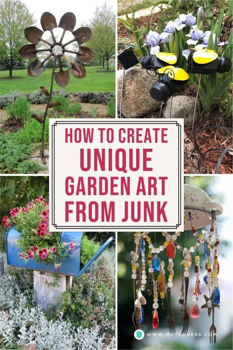 Garden Art From Junk, Recycled Yard Art, Unique Yard Art, Yard Art Crafts, Recycled Garden Art, Whimsical Garden Art, Tattoo Plant, Unique Garden Art, Upcycle Garden