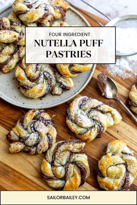 Four ingredient decadent Nutella Puff Pastries are flaky, buttery treats that are so easy to make. You will love these pastries. via @sailor_bailey Nutella Puff Pastry, Puff Pastry Recipes Dessert, Sailor Bailey, Pastries Recipes Dessert, Puff Pastries, Puff Pastry Desserts, Breakfast Pastries, Nutella Recipes, Cheesecake Brownies