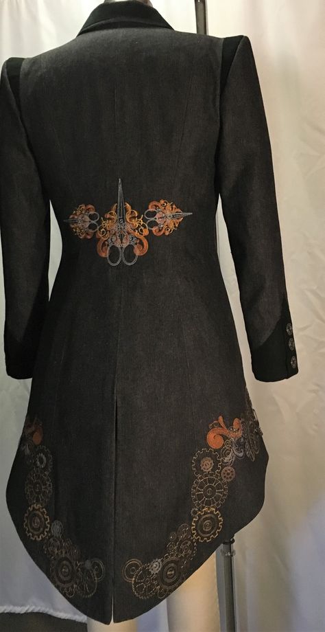 Steampunk Couture - WeAllSew Gown Coat Designs, Steampunk Jacket Womens, Tailored Jacket Pattern, Steampunk Sewing Patterns, Steampunk Costumes Women, Seamstress Outfit, Trenchcoat Pattern, Embroidery On Jackets, Steampunk Fashion Diy