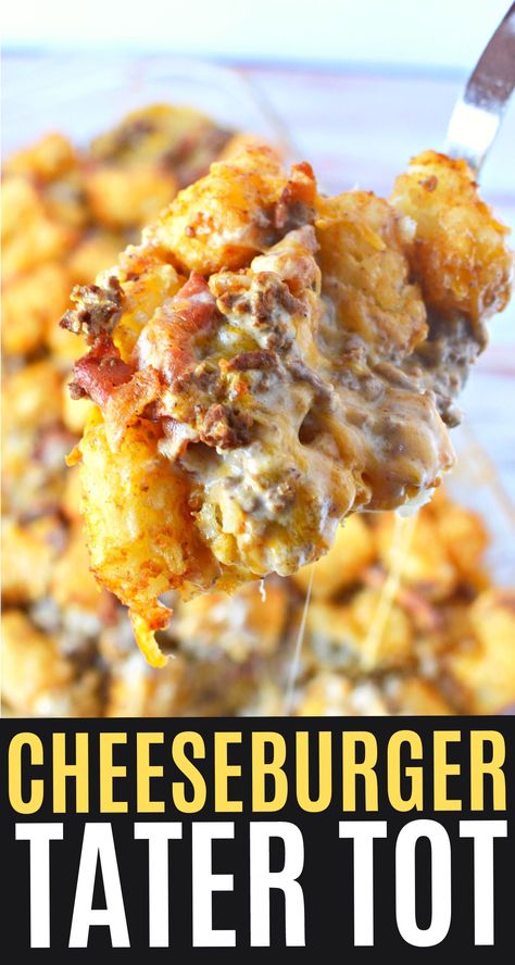 Tater Tot Casserole Easy, Winter Snacks, Cheeseburger Tater Tot Casserole, Ground Beef Casserole Recipes, Casserole Easy, Fast Dinner Recipes, Tot Casserole, Tater Tot Casserole, Beef Casserole Recipes