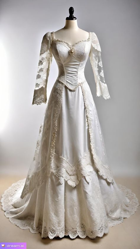 1800 Wedding Dress 19th Century, Traditional Polish Wedding Dress, 17th Century Wedding Dress, Ballroom Extravaganza, Fairycore Fashion, Polish Wedding, Veil Dress, Victorian Wedding Dress, Grace Dress