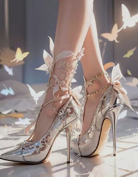 Fairy Heels, Artsy Shoes, Princess Heels, Whimsical Shoes, Storage Shoes, Boots For Ladies, Shoe Storage Ideas, Magic Shoes, Pretty Heels