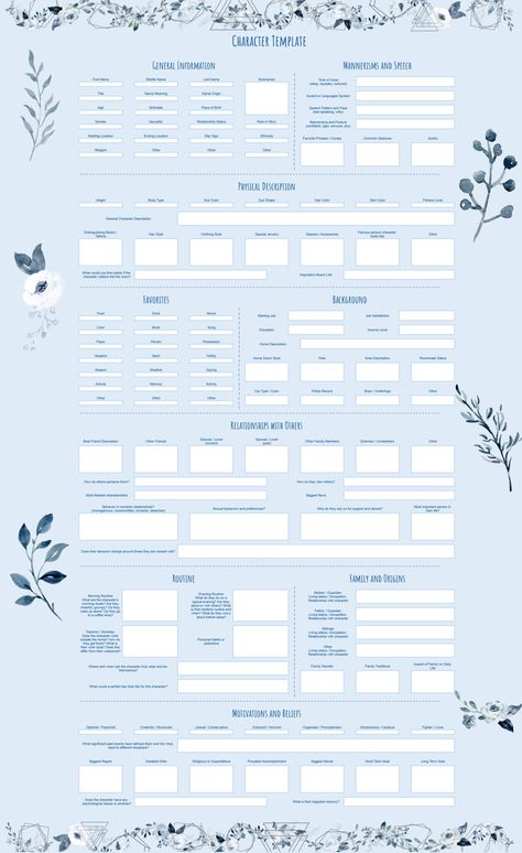 Character Profile Template, Character Sheet Writing, Character Worksheets, Character Bio, Character Sheet Template, Profile Template, Writing Book, Character Template, Make A Character