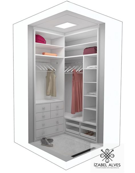 Corner Storage Closet, Mini Closet Room, Corner Closet Designs, Bedroom Corner Closet, Short Closet Ideas, Mini Wardrobe Design, Closet Designs Corner, Mini Wardrobe Closet, Corner Bedroom Closet