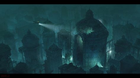 SUNKEN EMPIRE, Mehrdad Malek City Paintings, Sunken City, City Painting, Steam, Gate, Paintings, Quick Saves