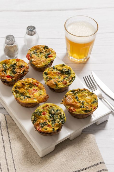 Ham and Cheese Mini Frittata (Egg Muffins) Ham And Cheese Frittata Recipes, Mini Frittata Muffins, Egg Muffins Ham And Cheese, Ham Spinach Cheese Frittata, Frittata Egg Muffins, Breakfast Ideas For A Crowd, Frittatas In Muffin Tins, Mini Frittatas In Muffin Tin, Frittata Muffins