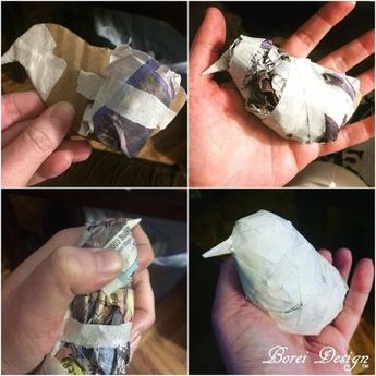 diy upcycled paper mache bird sculpture Paper Mache Paste, Paper Mache Projects, Paper Mache Animals, Paper Mache Clay, Paper Mache Sculpture, Paper Mache Art, Paper Mache Crafts, Paper Birds, Upcycled Art