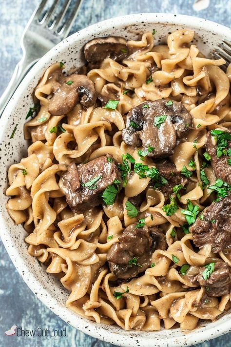 Instant Pot Beef Stroganoff Recipe | Chew Out Loud Crock Pot Stroganoff, Beef Food Recipes, Instant Pot Beef Stroganoff, Delish Dinners, Beef Stroganoff Crockpot, Beef Stroganoff Recipe, Beef Stroganoff Easy, Slow Cooker Beef Stroganoff, Dinner Rotation