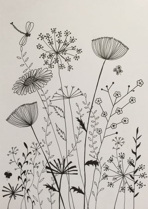 Arte Doodle, Doodle Art Flowers, White Drawing, 자수 디자인, Doodle Art Designs, Flower Doodles, Pen Art, Line Art Drawings, Doodle Drawings