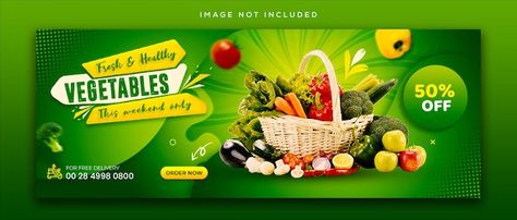 Vegetable Shop, Voucher Design, Supermarket Design, Food Banner, Photoshop Design Ideas, Billboard Design, Food Graphic Design, Diy Banner, Food Poster Design