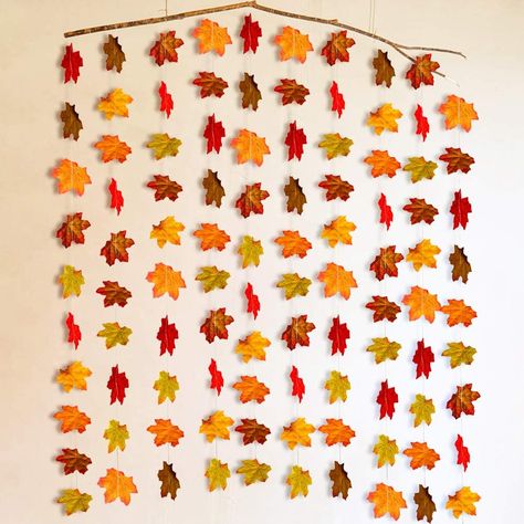 Fall Window Decorations, Fall Party Decorations, Fall Leaf Garland, Fall Garland, Wedding Wall, Hanging Garland, Fall Birthday, Leaf Garland, Party Backdrop