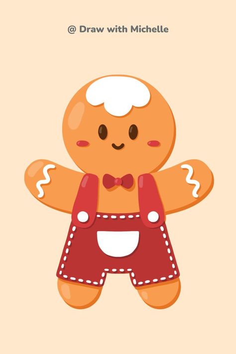 Gingerbread Man Drawing, Kawaii Gingerbread, Cute Gingerbread Man, Procreate Tutorial, Gingerbread Man Cookies, Christmas Tree Art, Ginger Men, Winter Crafts For Kids, Color Pencil Art