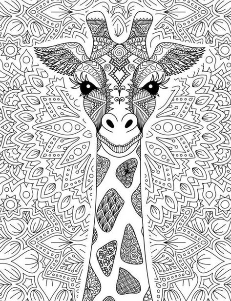 Recovery Topics, Soothing Pictures, Giraffe Coloring Pages, Color Writing, Adult Colouring Printables, Adult Colouring Pages, Detailed Coloring Pages, Free Adult Coloring Pages, Mandala Designs