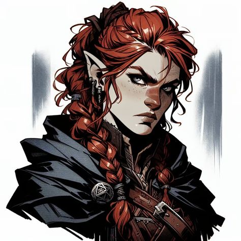 Stern Female Dwarf Rogue with Western Features | Fantasy Art Elf Reference, Female Half Orc, Female Rogue, Head References, Deep Gnome, Rogue Dnd, Dnd Portraits, Rogue Character, Strong Jawline