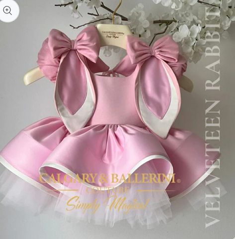 Bunny Costume Toddler, Sisters Costumes, Toddler Easter Dress, Bunny Ears And Tail, Pink Satin Gown, Easter Accessories, Luxury Easter, Knee Length Tulle Skirt, Easter Bunny Costume