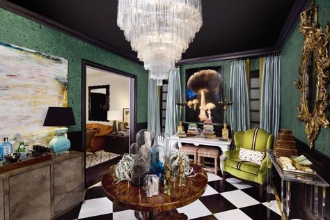 Foyer @ the Dream Home 2010 by Summer Thornton.  Still love it. Malachite Wallpaper, Alice In Wonderland Room, Alice In Wonderland Aesthetic, Alice In Wonderland Theme, Dream House Rooms, House Room, Luxury Interior Design, Inspired Homes, House Rooms